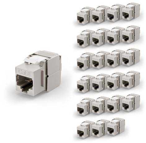 Skärmad RJ45 Keystone Jack Cat8, 40 Gbit/s/2000 MHZ, guldpläterad keystone modul för CAT8 CAT7 CAT6A läggningskabel, rj45-uttag för patch-panel, nätverksdos, 24 stycken