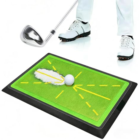 Golfsvängmatta för exakt bollträff och svängbanefeedback, robust träningsmatta med halkfri bas för nybörjare, avancerade och barn