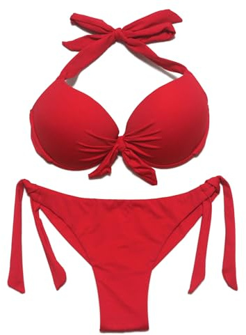 EONAR Badkläder för kvinnor push-up bikinitopp med bygel sidoslips brasiliansk bikiniunderdel