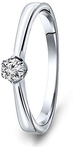 Miore - Anello da donna in oro bianco 14 carati/585 con diamante solitario brillante da 0,14 carati, Gioielli, Oro bianco, Diamante