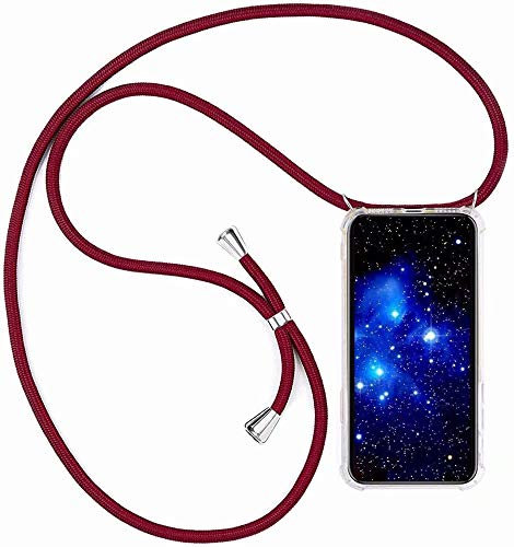 Bigcousin Coque Compatible avec Huawei P Smart Z/Y9 Prime 2019,Coque avec Cordon,Étui de Protection en Silicone avec Collier Case Portable Cover,Rouge