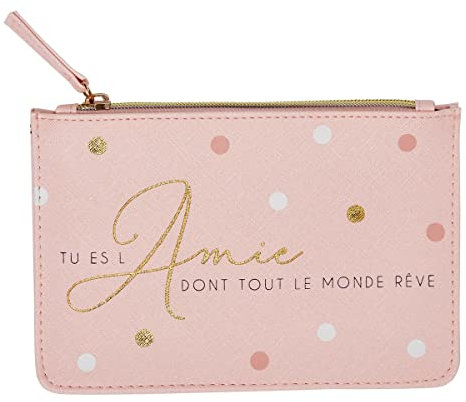 DRAEGER Paris - Petite Pochette à Zip Amie Rêvée - 20 x 13 cm - Rose - Pochette de Rangement, Trousse de Maquillage, Accessoire de beauté, Format Voyage