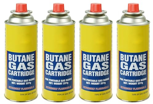 Albert Austin Butane Gas Canisters for Camping Stove Cooking Adjustable Flame Camping Gas Canisters for Weed Burners BBQ Grill Heaters Garden Outdoor Portable Lightweight Canisters (4 Gas Cans)