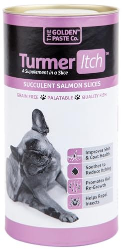The Golden Paste Company TurmerItch Salmon Slices – Soothes Itchy Dog Skin Relief - Skin & Coat Supplement for Dogs - 200 Grain Free Soft Chews - Supplements for Dogs - Natural Dog Treats - All Ages