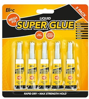 Yellow Liquid Super Glue, 5 Pack (3 grams) - Fast-Acting & Rapid Dry, Perfect for Small Household Repairs & Bonding Metal, Pottery, Wood, & More