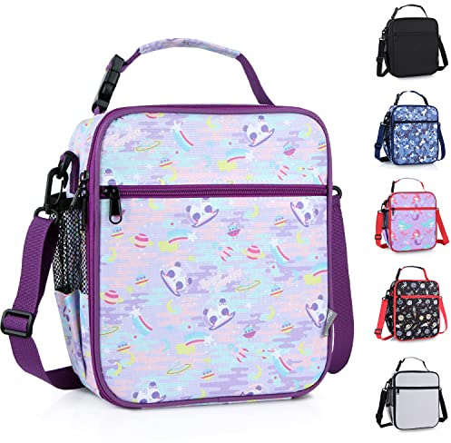 hombrima Kids Insulated Lunch Box Bag, Thermal Picnic Cool Bags with Adjustable Strap for Adults Children Women Men Boys Girls School Work (Panda)