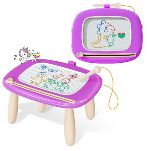 Kikidex Magnetic Drawing Board for 1-3 year old Kids, Girl Toys for Toddlers, Birthday for 1 2 3 Year Old, Etch a Sketch for Kids, Doodle Board for Age 1-3 (Purple)