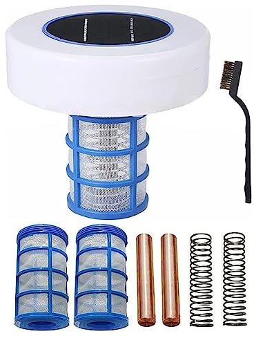 Ionizador solar para piscinas, clarificador de piscinas, 85 % menos de cloro, programa de reemplazo de por vida, elimina las algas, ánodo de cobre de mayor duración, 25 % más de iones, para mantener