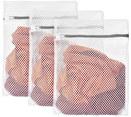 Giantree 3 sacchetti in rete per biancheria delicata, resistenti, a nido d'ape, con protezione elastica con cerniera, per lavatrice, asciugatrice, sacchetti delicati per lavare calze, calze,