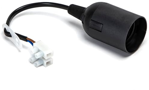 E27-lamphållare i svart plast med grenuttag, perfekt för elektriska installationer och dekorativa glödlampor.