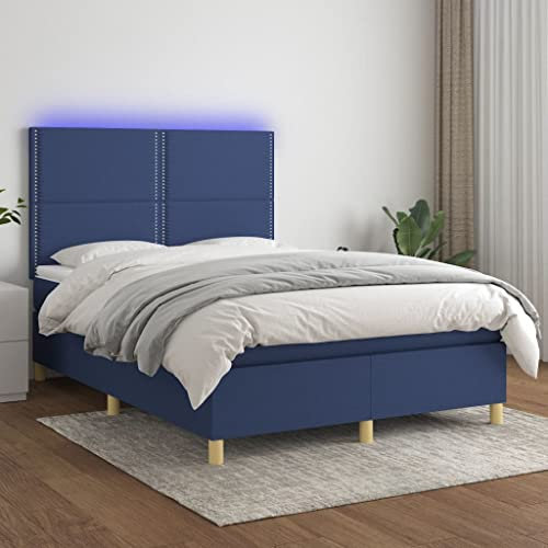 Brokky Boxspringbett mit Matratze & LED Bett Mit Bettkasten Bett Boxspringbett Betten Boxspringbett Mit Matratze Blau 140x200 cm Stoff - 3135363