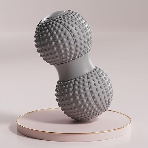 Vixenaqxa Massage Ball, Fascia Ball Foot Massage Double Ball Peanut Ball Deep Muscle Relaxation Hedgehog Ball Shoulder and Neck Stretching Yoga Fitness Ball (Grey)