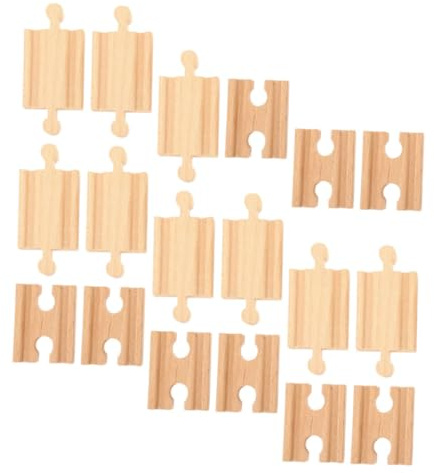 GARIOUANS 18stücke Holzschienen Züge Holzeisenbahnschienen Holzspielzeug Montageblöcke Kinderspielzeug Zubehör Für Holzeisenbahn