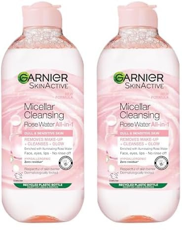 Garnier Micellar Vitamin C Cleansing Water, Gentle face Cleanser & Makeup Remover, Hypoallergenic. Suitable For Dull And Uneven Skin, Brightening Formula, Dermatologically Tested, 400ml (Pack of 2)