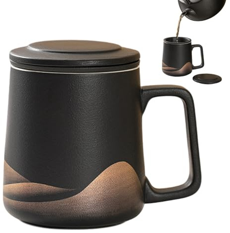 Puwaiio tekopp med infusionsenhet och lock, 360 ml rostfritt stål foderflaska | Te brantare kopp, för kvinnor älskare hem arbetsplats kontor kaffe resor firanden