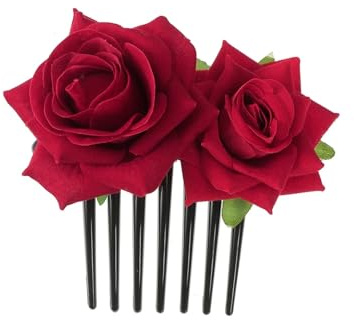 2 fermagli for capelli a forma di rosa in flanella doppia for donne e ragazze, fascia for a forcella, pettine a fiore per matrimoni, feste, fermaglio(Color6)
