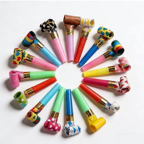 20 sopladores de fiesta, silbatos de plástico de color caramelo para trompetas, bolsas de relleno para hacer ruido, juguetes para cumpleaños, Año Nuevo, Navidad, celebraciones, decoraciones, adultos