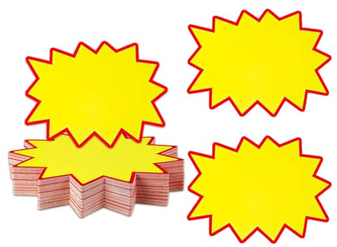 150 PCS Price Tags – Starburst Sale Signs, Blank Price Labels for Display, Retail Store Pricing Tags for Supermarket & Party Favors – 7 x 5 cm
