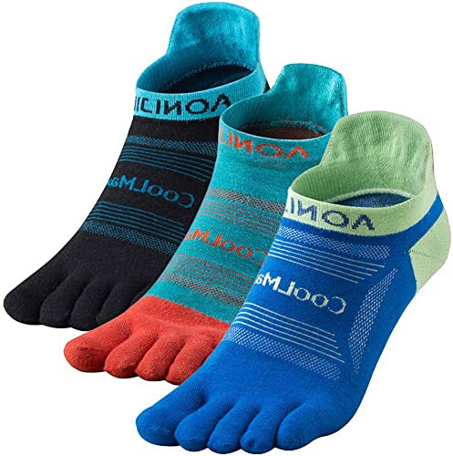OrrinSports Zehensocken für Frauen Männer Coolmax Laufsocken 5 Fingersocken athletische Zehensocken 3 Paar