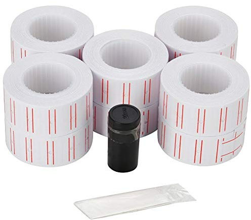 Alitamei 10 rollos de etiquetas etiquetadoras de precios de 21 mm x 12 mm, aptas para máquina etiquetadora Mx-5500, 1 rollo de 600 etiquetas en total, 6000 etiquetas)