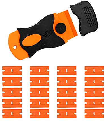 Scraper with 20 Pcs Plastic Replacement Blades Removal Scraper Tool Set for Remove Glass Window Car Paint Sticker Glue