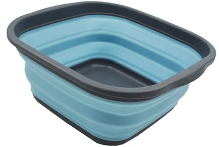 SAMMART 5.5L (1.4 Gallons) Collapsible Tub - Foldable Dish Tub - Portable Washing Basin - Space Saving Plastic Washtub (Grey/Sea Angel)