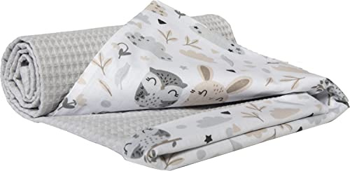 Medi Partners Manta para Bebe Mantas Recien Nacido Mantita Bebes 100% Algodon - 75x100cm Bilateral Blanket Verano Bebés Universal Confortable (Glade con Gris Gofre)