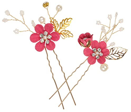 ABOOFAN 2pièces Épingles Cheveux Mariage Rose Avec Fleurs Bijoux Coiffure Pour Demoiselles Honneur Accessoires Cheveux Mariage