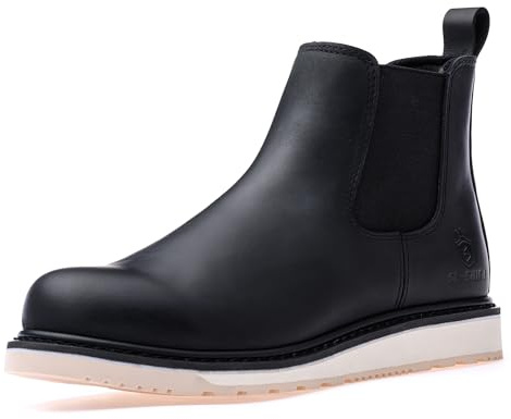 SL-Saint Bottes Chelsea à bout souple faites à la main pour hommes Chaussures classiques (Noir, Adulte, Homme, 45.5, Numérique, Système Taille Chaussures EU, Large)