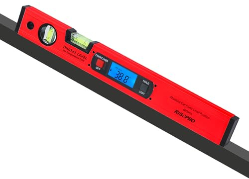 RISEPRO 42 cm digital torpedo nivå lutningsmätare vinkel sökare mätare vattenpass magnetisk bas bakgrundsbelysning röd