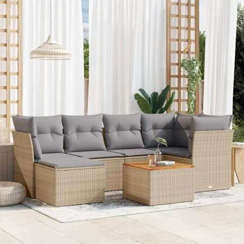 SECOLI Conjunto de muebles de jardín de ratán con espacio de almacenamiento, XXL, muebles de terraza, sofá de salón, grupo de asientos de ratán, muebles de esquina, juego de muebles de balcón, color