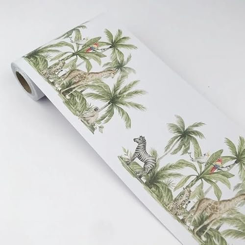 Dostear Bordure de papier peint arbres verts Décoration murale amovible Frise Murale Autocollant Papier Peint Autocollant imperméable en PVC Plinthe Autocollant 12cm X 500cm