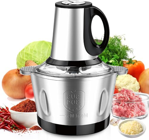 600W Trituradora de Mini Alimentos Eléctrica, Tazón de Acero Inoxidable 2L, Procesador de Alimentos Eléctricos de 3 Velocidades Para Cocina, Alimentos Para Bebés, Suplementos de Alimentos Para Anim