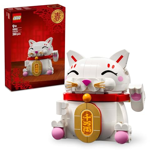 LEGO Le Chat Porte-Bonheur - Set de Construction pour Enfant ou Adulte - Maquette - Figurine d'animal Qui Salue - Pièce d'or & Décoration de Bonne Fortune - Idée Cadeau sur la Fête du Printemps 40813