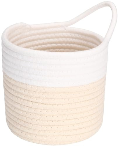 Sea Team Cestini sospesi in corda di cotone, 17 cm piccolo cesto portaoggetti tessuto intrecciato, borsa da appendere per bici, fioriera in tessuto, vaso, organizer da parete e porta per chiavi
