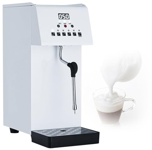 DPLXQPP Espumador De Leche a Vapor Profesional 2500w,Máquina Automática para Cafeterías con Tanque 6l,Varilla Giratoria 360° Y 5 Niveles De Temperatura,Acero Inoxidable,Ideal para Bares Y Teterías