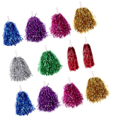 ELAYARD 28 Piezas Pompones Porristas Metálicos para Animar Fiestas Deportivas Escolares Gimnasia y Danza