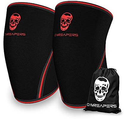 Gymreapers Kniebandagen (1 Paar), inklusive Turnbeutel, Kniebandage und Kompressionsbandage für Kniebeugen, Fitness, Gewichtheben und Powerlifting, 7 mm, für Damen und Herren