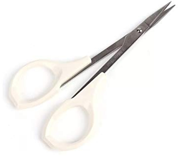 EMILYSTORES Eyebrow Scissor 4 Inch Trimming Manicure Lash Scissors for Multi-Purpose Cuticle Pedicure Beauty Grooming Kit for Nail, Eyelash, Dry Skin, Striaght Blade (White_Straight)