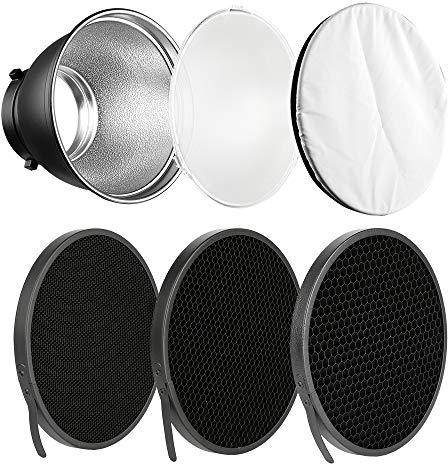 Soonpho Difusor reflector estándar de 7 pulgadas con rejilla de panal de abeja de 10°/30°/50° tela suave blanca para Bowens Mount Studio Strobe Flash Light Speedlite