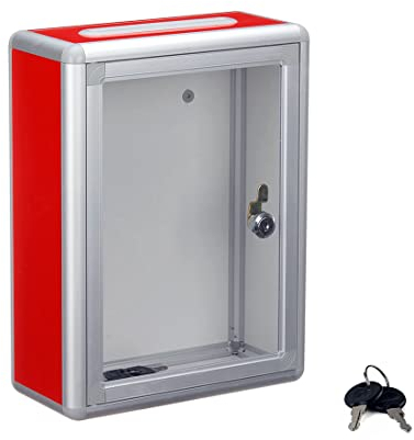 Transparenter Acrylspendenkasten Musikspendenkasten Spendenkasten Vorschlagskasten Briefkasten Herzförmiger Briefkasten mit wasserdichtem Schloss