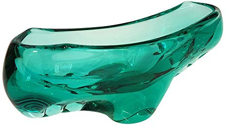 Oberstdorfer Glashütte Ciotola decorativa di vetro ovale scodella in cristallo trasparente nel colori verde soffiato a bocca lunghezza ca. 26 cm e altezza 12 cm