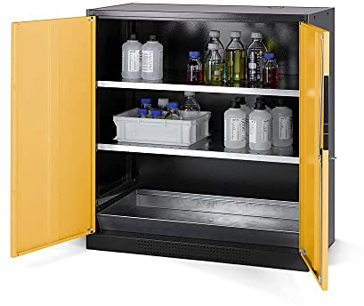 ASECOS Chemikalienschrank CS RAL 7016/RAL 1004 2xFB1xBW.S (St.bl.) zur Lagerung von Nicht entzündbaren Gefahrstoffen in Arbeitsräumen