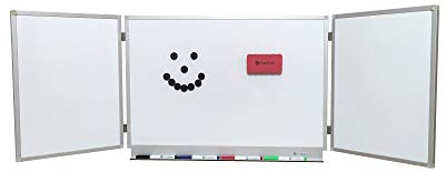 OrgaScout fällbräda – 40 cm x 60 cm/40 cm x 120 cm – magnettavla med lackerad whiteboard-yta – med bordstorkare, 10 svarta magneter och 4 färgade brädmarkers