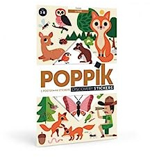 POPPIK Kit d'autocollants découverte Woodland à partir de 3 ans. Kit d'affiches éducatives amusantes pour enfants, multicolore, 99,1 x 70,8 cm