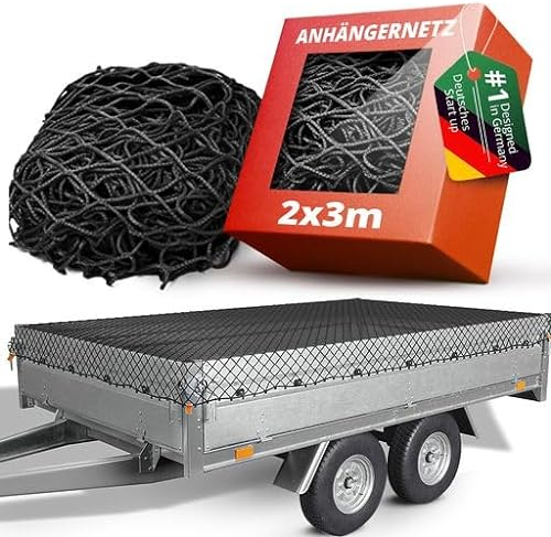 TIMELEOS Filet de Remorque 2 x 3 m, de Chargement et de Transport pour Coffre de Voiture, Bagages, Mailles Fines (Noir)