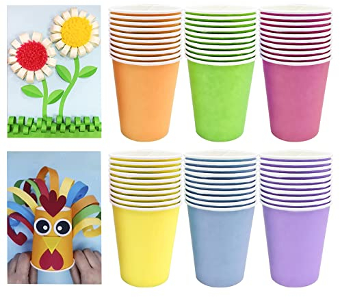 60 Vasos de Papel 250 ml Vaso de Fiesta Multicolor Vasos de Papel Desechables Biodegradables Vaso de Cartón para Servir el Café, el Té, Bebidas Calientes y Frías Bodas Niños Cumpleaños Fiestas