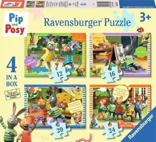 Ravensburger Pip & Posy 4 in a Box Jigsaw Puzzles for Kids Age 3 Years Up - 12, 16, 20 & 24 Pieces - Educational Toys for Toddlers