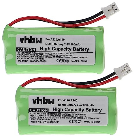 vhbw 2X Akku kompatibel mit Siemens Gigaset AL110a Trio, AL110a Duo, AL14, AL110 Duo, AL110 Trio schnurlos Festnetz Telefon (800 mAh, 2,4 V, NiMH)