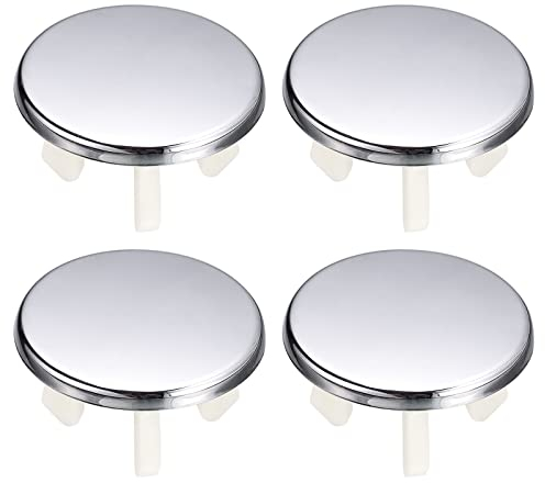 QUARKZMAN Fregadero Moldura Rebosadero Cubierta, 4uds Fregadero Rebosadero Anillos 25,3mm Baño Cocina Lavabo Una Capa Agujero Insertables Redondas Tapas, Plata